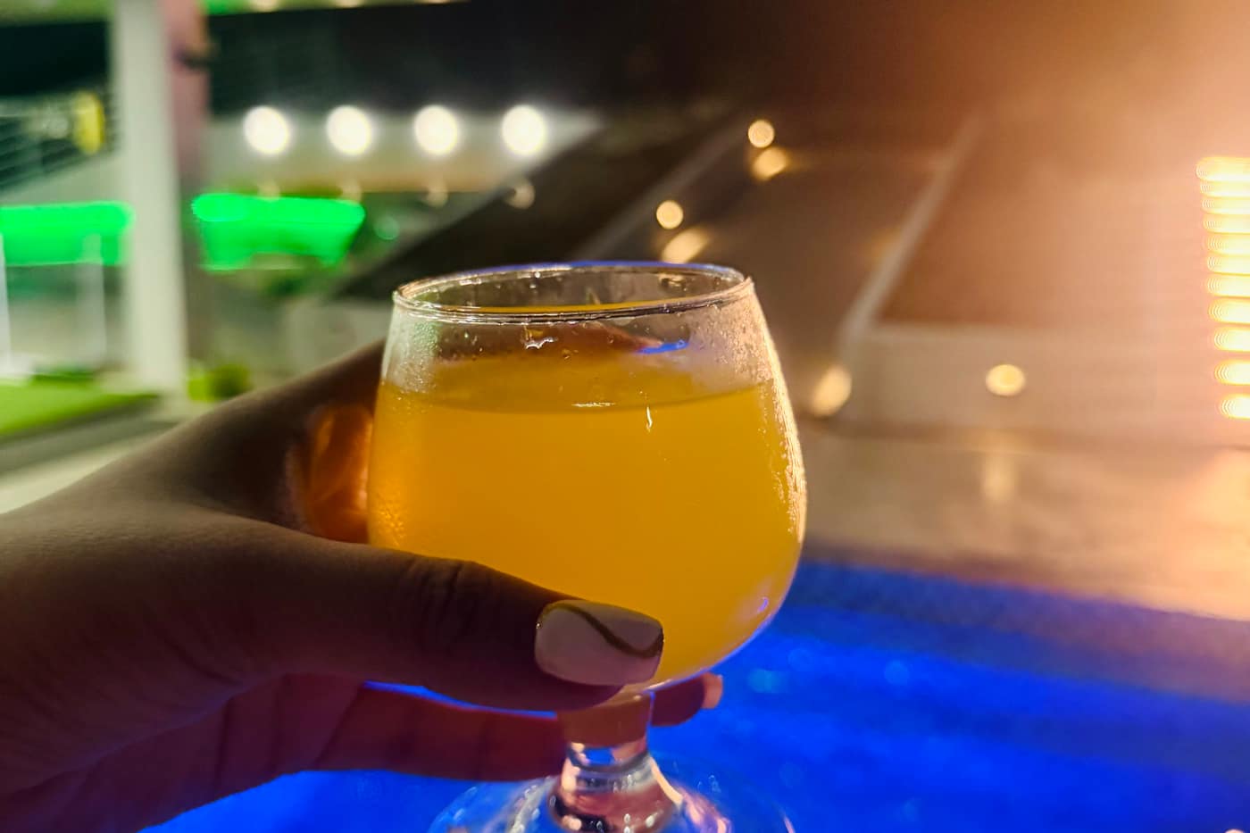 Refreshing welcome drink by the pool